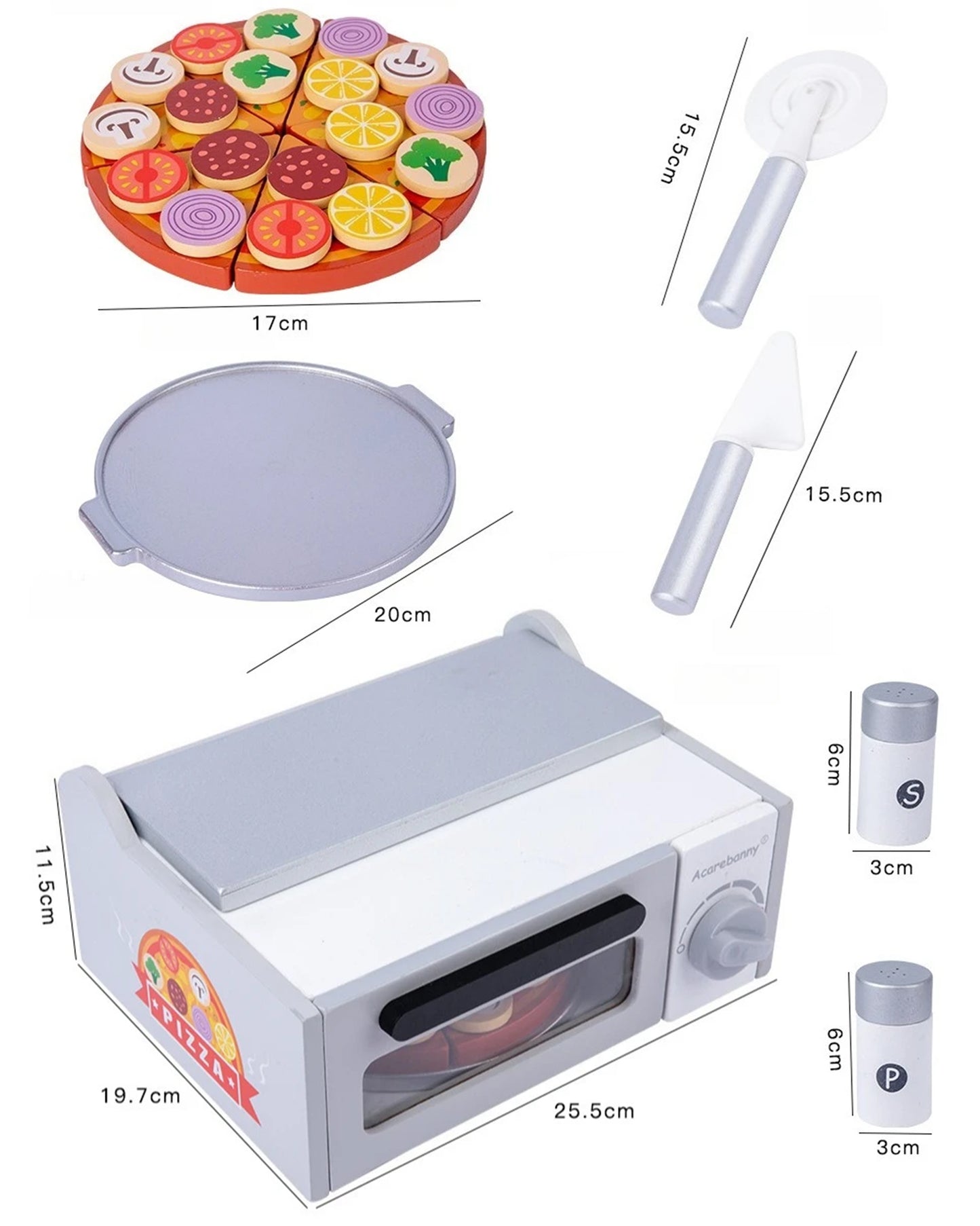 Jessruly® Wooden Pizza Play Set – Pretend Oven Toy with Slicable Pizza & Toppings, Interactive Kitchen Play for Creative Role-Play & Imaginative Learning