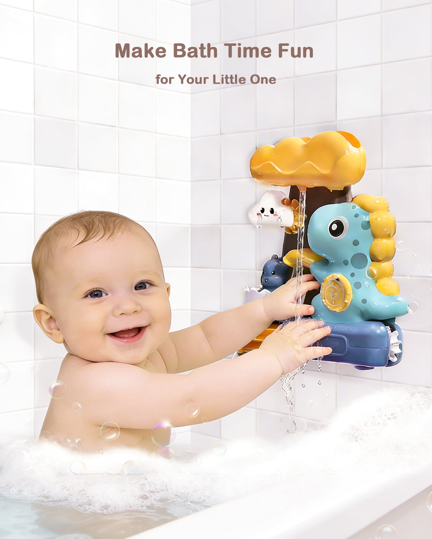 Jessruly® Jouets de bain dinosaure – Ensemble de jeux aquatiques amusants pour le bain, jouets de baignoire en plastique ABS sans moisissure avec des bords lisses et sûrs