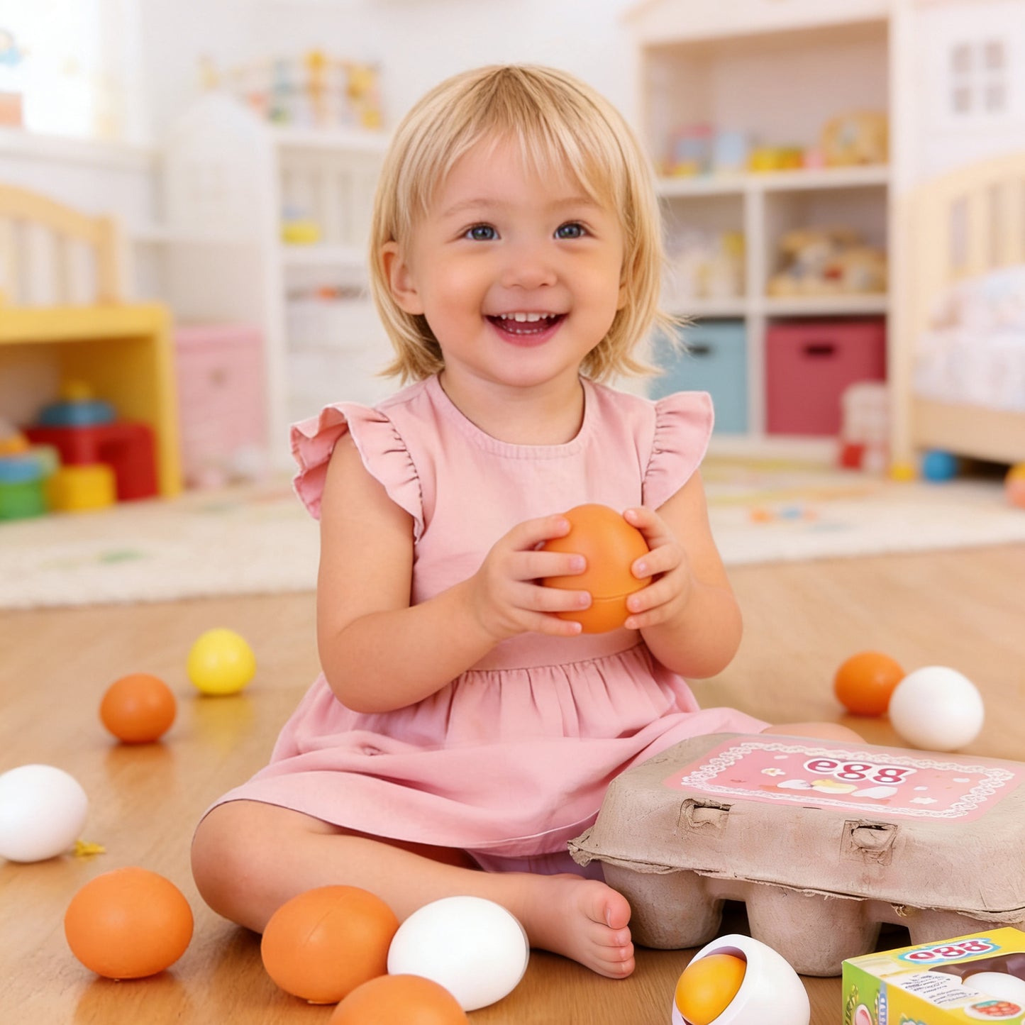 Jessruly® Wooden Play Food Set – 6pcs Realistic Kitchen Accessories, Fake Eggs with Yolk for Pretend Play, Montessori Imaginative Toy