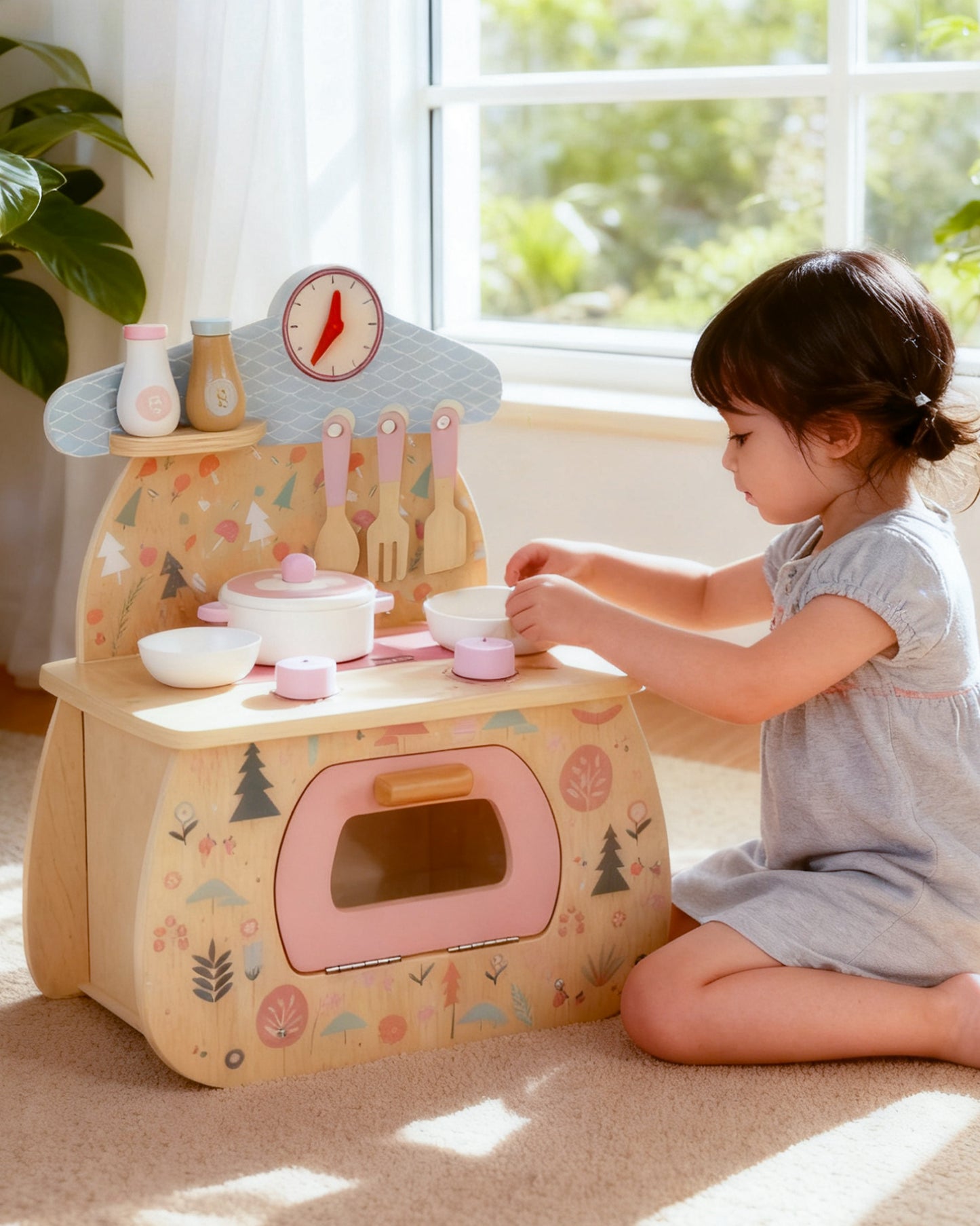 Jessruly® Toy Kitchen Sets – Realistic Toddler Cooking Set & Kitchen Playset for Kids, Wooden Play Kitchen with Accessories, Fun Baking Set for Imaginative Play