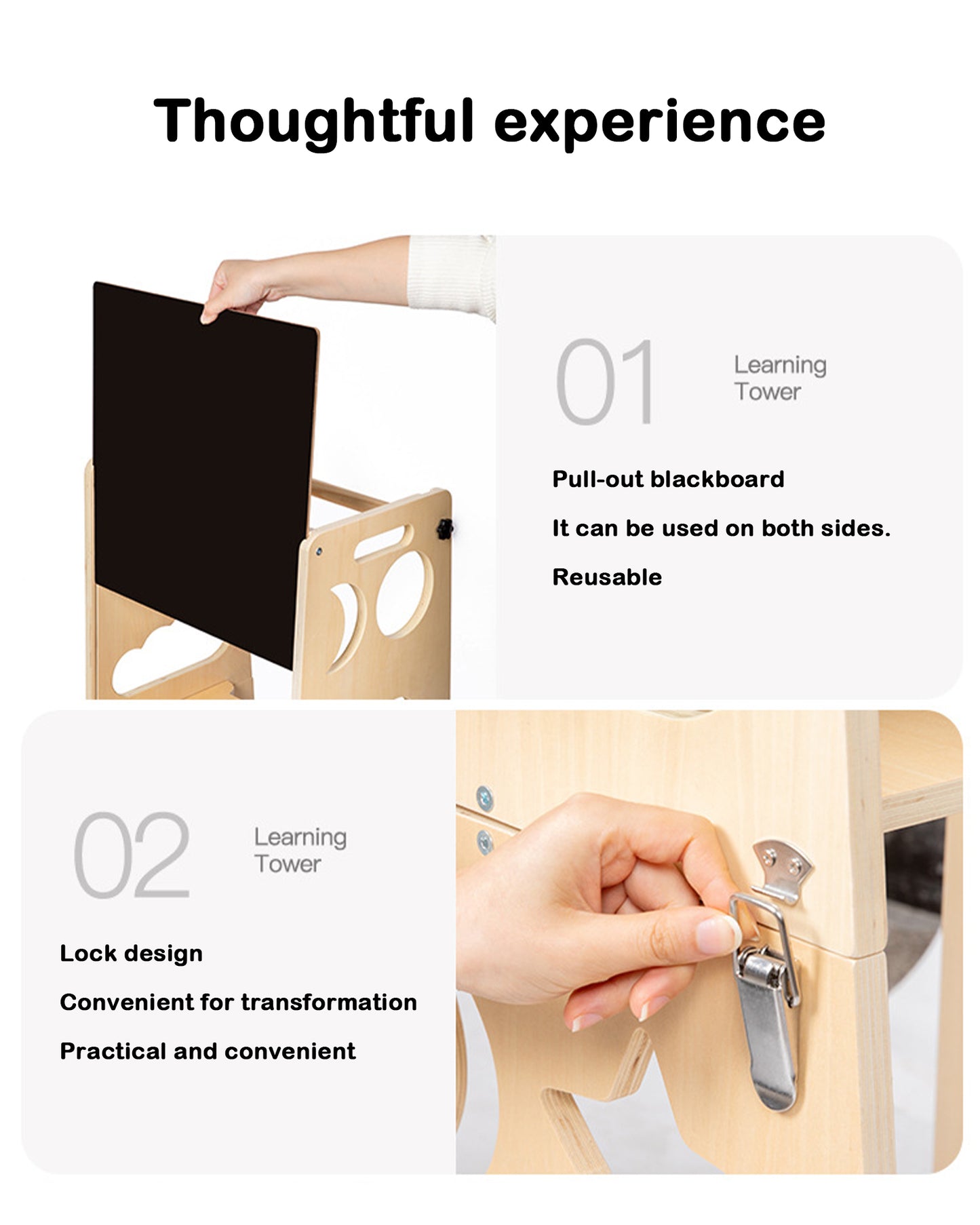 Jessruly® Foldable Learning Tower – Safe & Sturdy Step Stool with Blackboard, Converts to Table & Chair Set, Versatile Kitchen Helper Stool