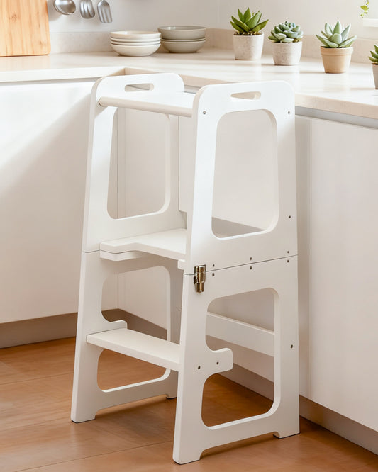 Jessruly® Foldable Learning Tower – Safe & Sturdy Step Stool with Blackboard, Converts to Table & Chair Set, Versatile Kitchen Helper Stool