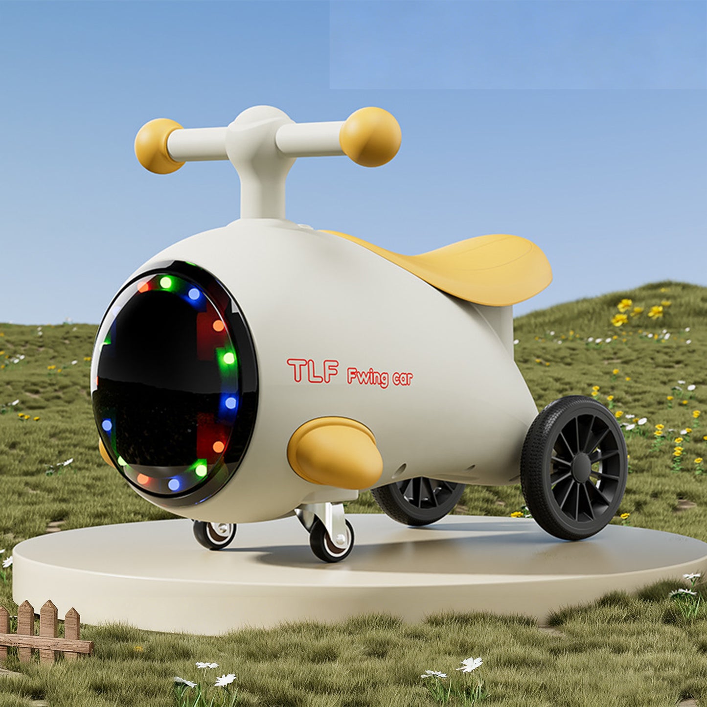 Jessruly® Voiture culbuto avion – Véhicule porteur interactif avec lumières et musique, voiture tamponneuse électrique au design amusant