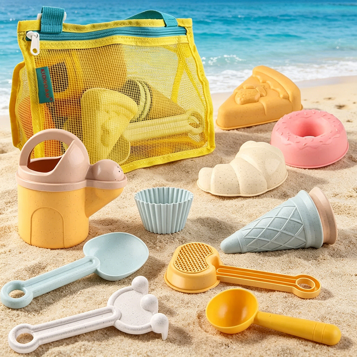 Jessruly® Beach Toys Set – 12-Piece Sand & Water Play Kit with Shovel, Rake, Molds & Crossbody Bag