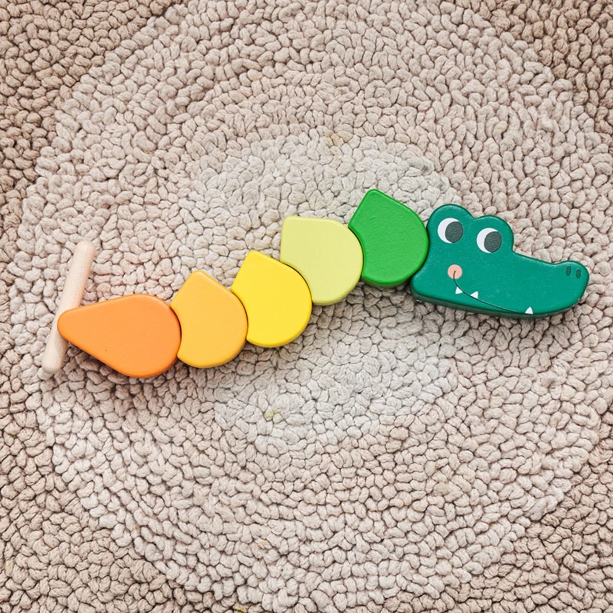 Jessruly® Hungry Caterpillar Wooden Toy – Lacing & Sensory Sorting Stacking Toy