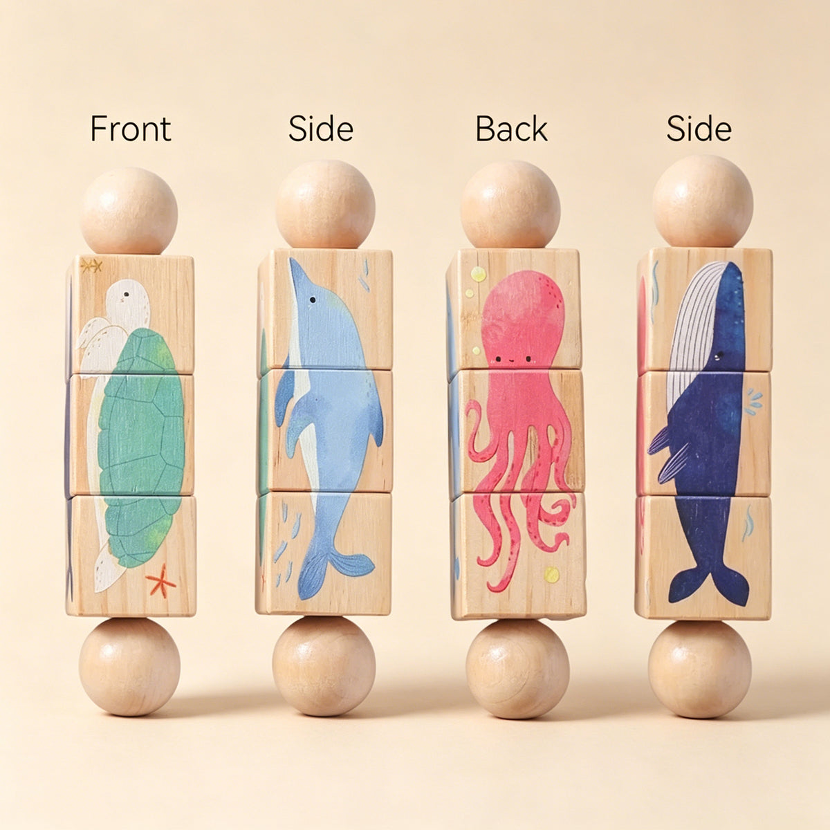 Jessruly® Wooden Animal Spinning Puzzle Set