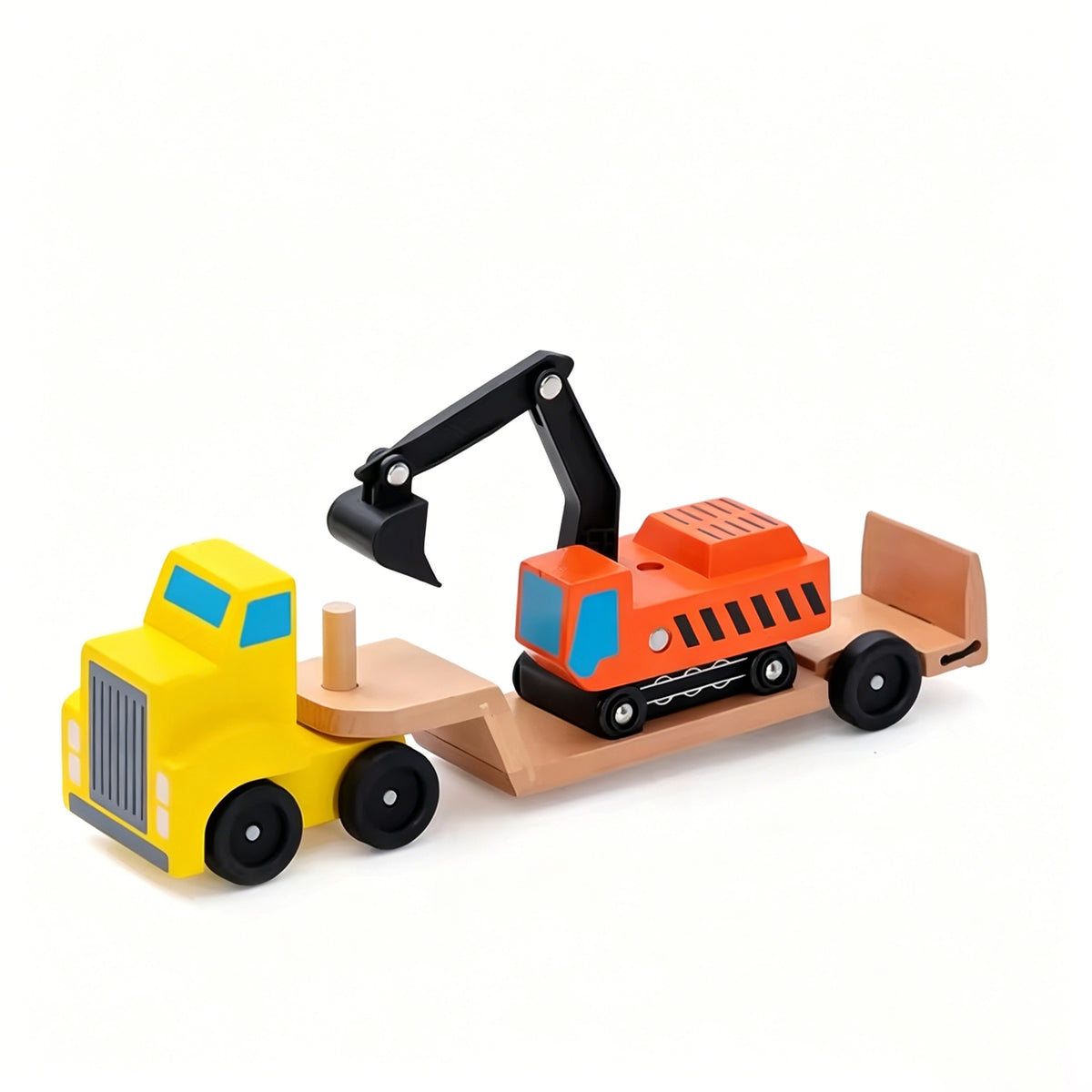 Jessruly® Wooden Cars Set – Car Carrier Toy with Wooden Car Ramp