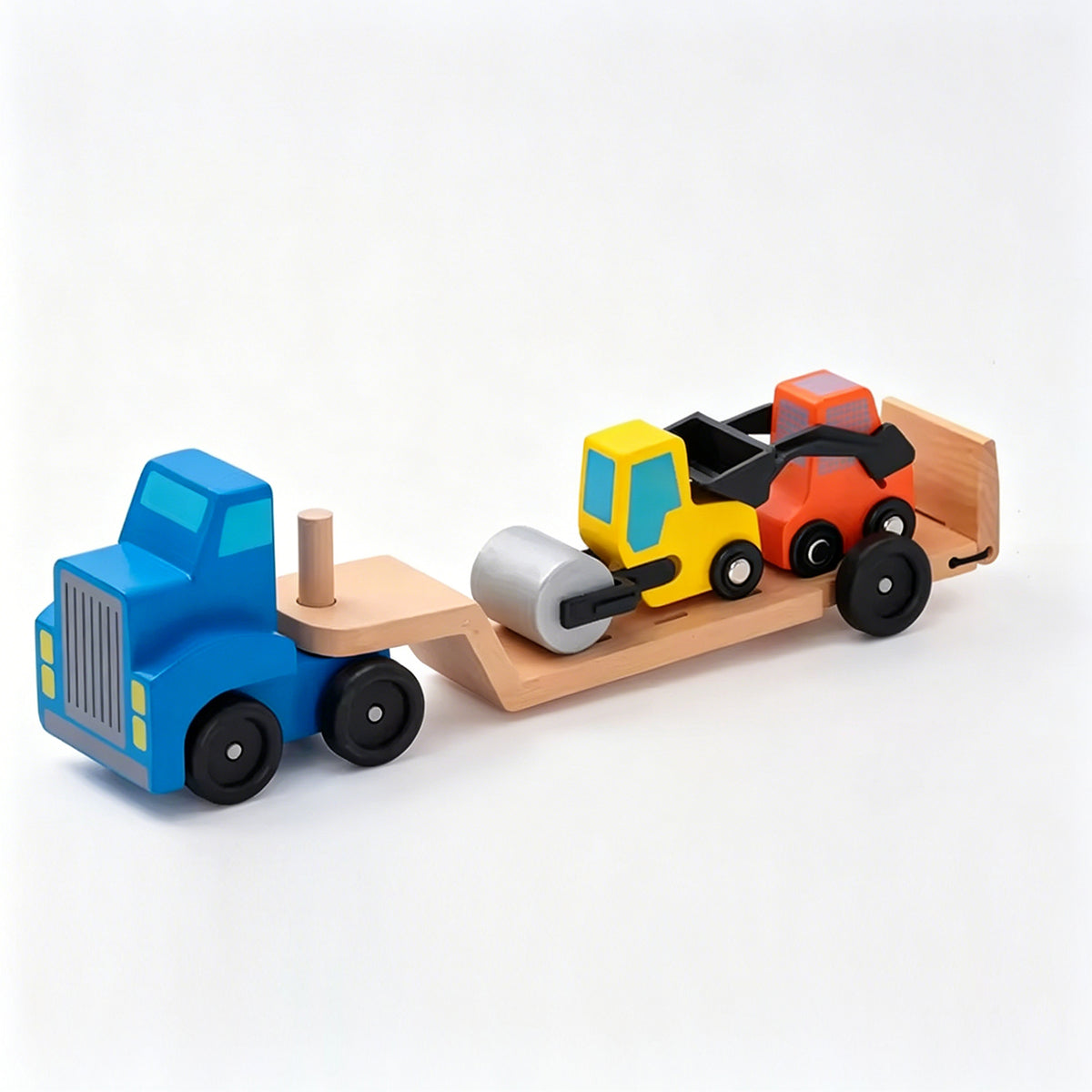 Jessruly® Wooden Cars Set – Car Carrier Toy with Wooden Car Ramp