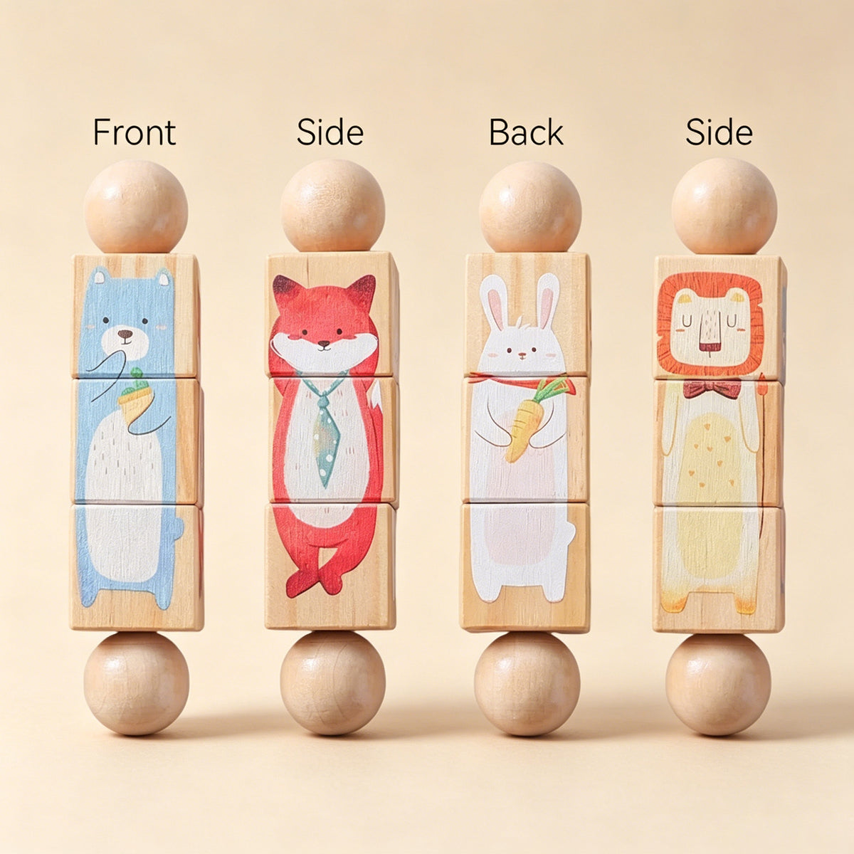 Jessruly® Wooden Animal Spinning Puzzle Set