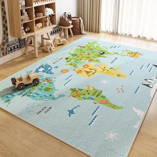 Jessruly® Extra-Large Car Rug Play Mat – City Road, World Map & Magic Forest Design