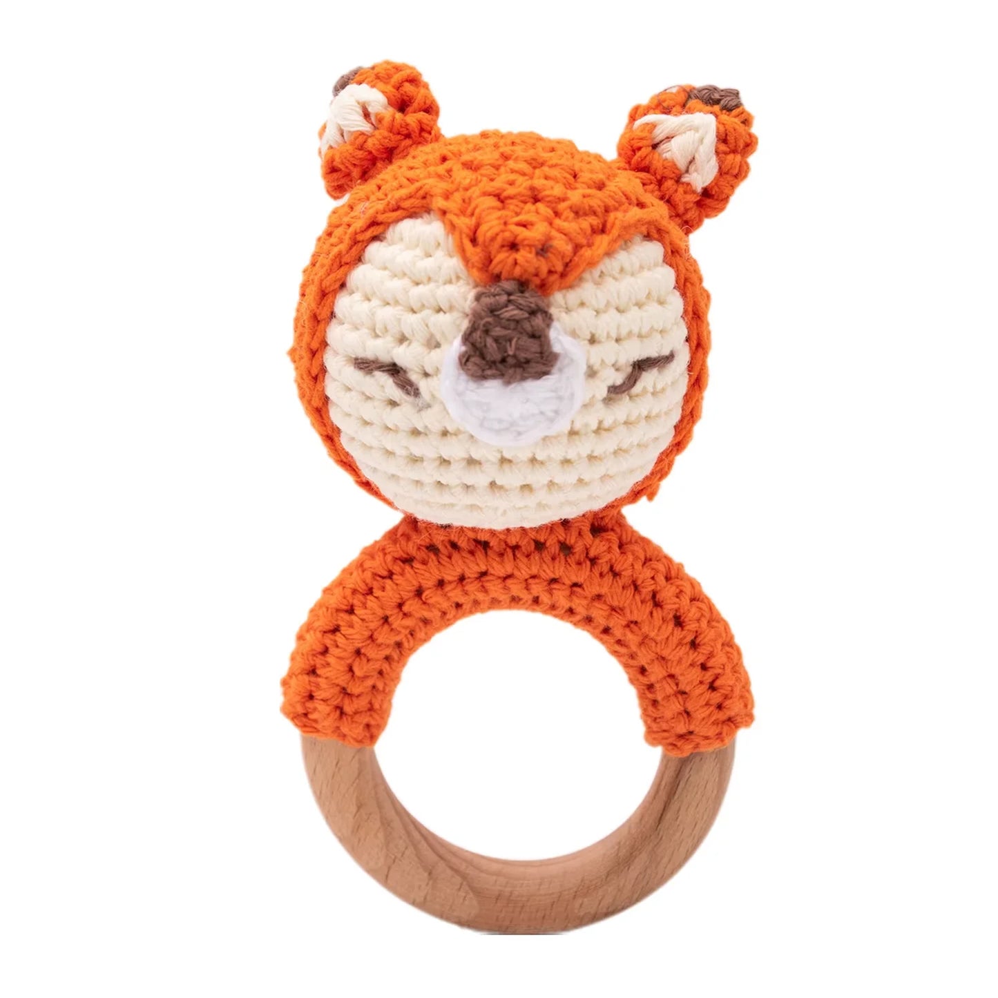 Jessruly® Handcrafted Animal Rattle – Soft Crocheted Toys with Wooden Teether, BPA-Free Animal Rattles in Cotton & Safe Natural Materials