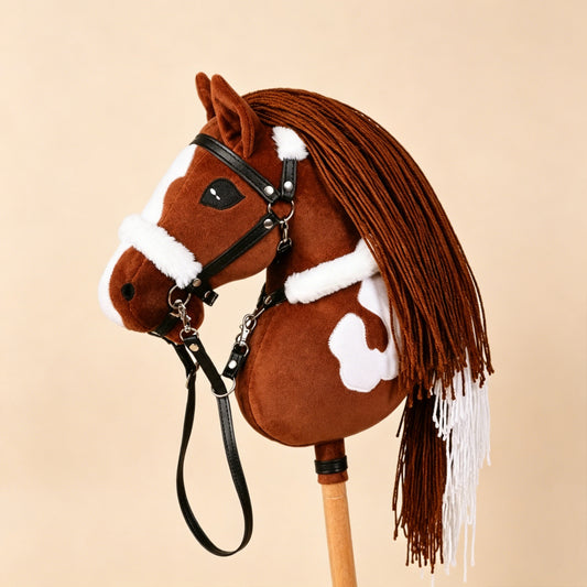 Jessruly® Stick Horse – Soft Plush Ride-On Toy with Beechwood Handle