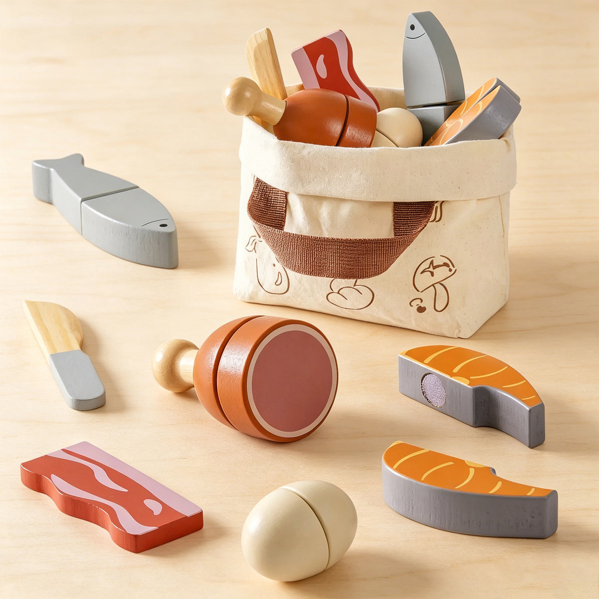 Jessruly® Wooden Play Food Set – Premium Fruit & Vegetable Toys for Play Kitchen