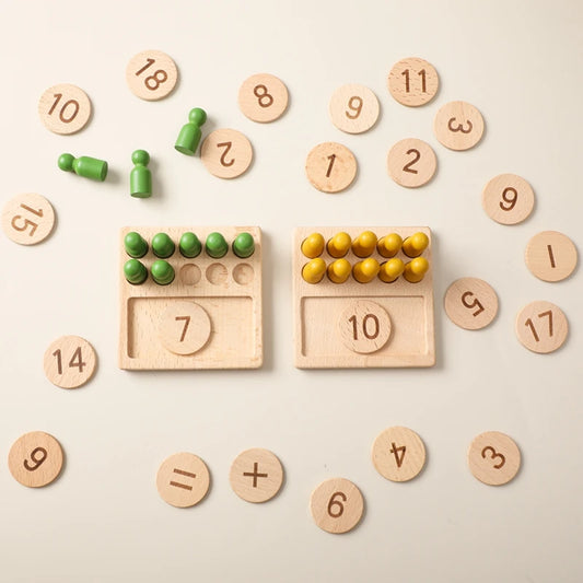 Jessruly® Montessori Math Peg Board Set – Wooden Counting Ruler & Educational Coin Matching Kit