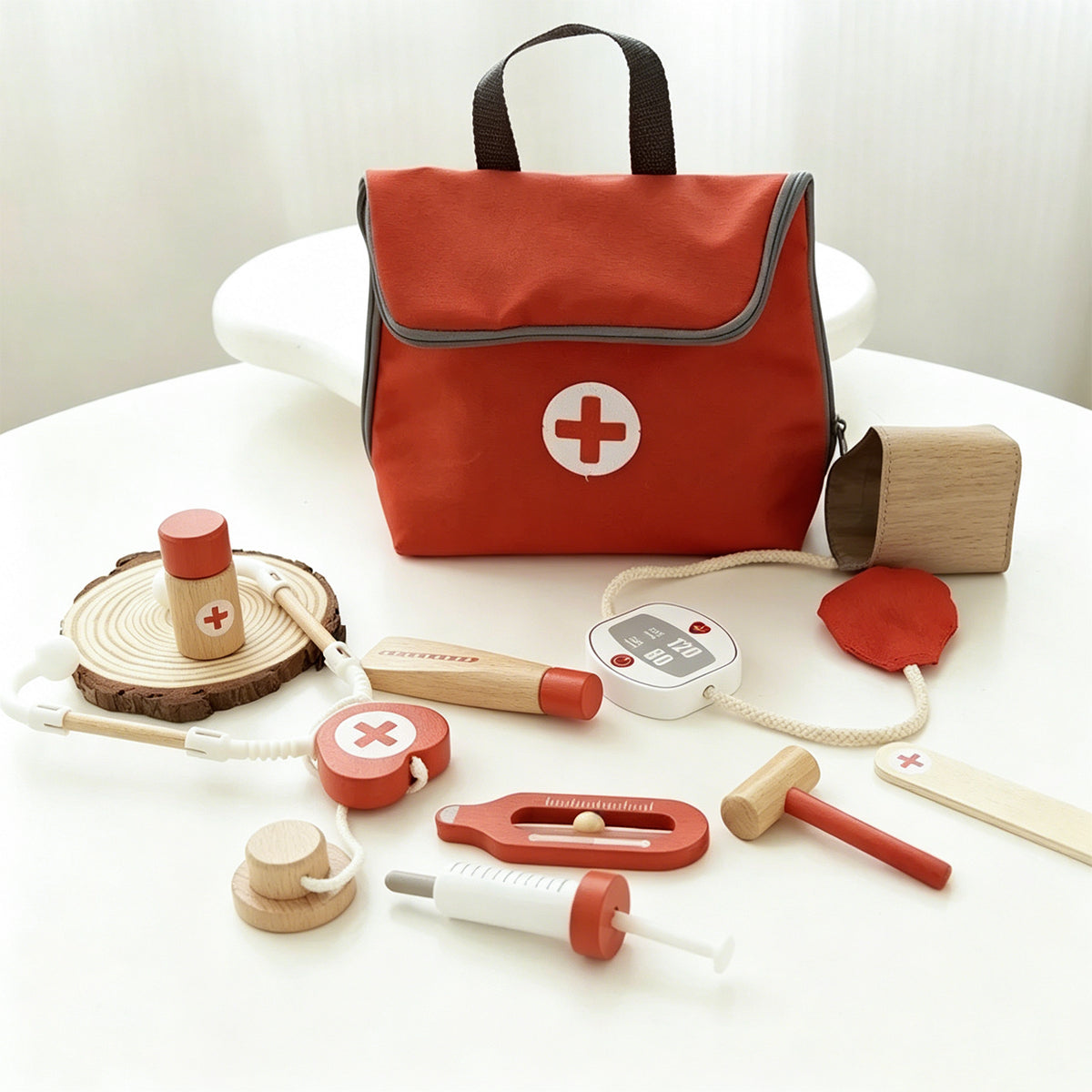 Jessruly® Wooden Pretend Play Red Doctor’s Kit