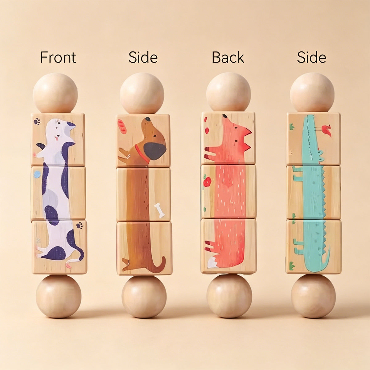 Jessruly® Wooden Animal Spinning Puzzle Set