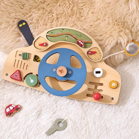 Jessruly® Montessori Busy Board – Wooden Steering Wheel Sensory Board with Push-Peel Fidget Elements