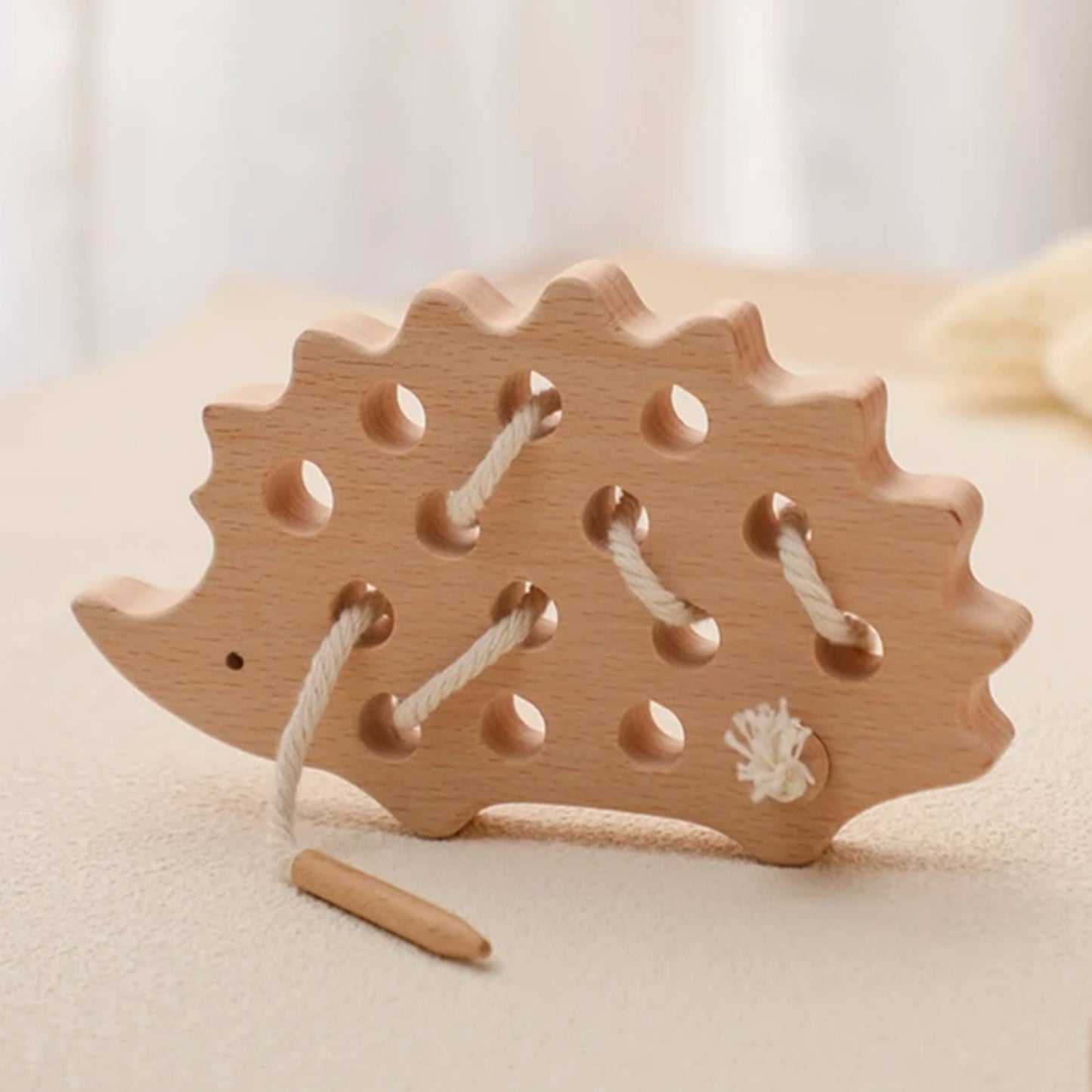 Jessruly® Wooden Busy Board – Open-Ended Montessori Lacing Toy with Beech Wood Beads & Activity Board Parts for Early Learning & Special Education