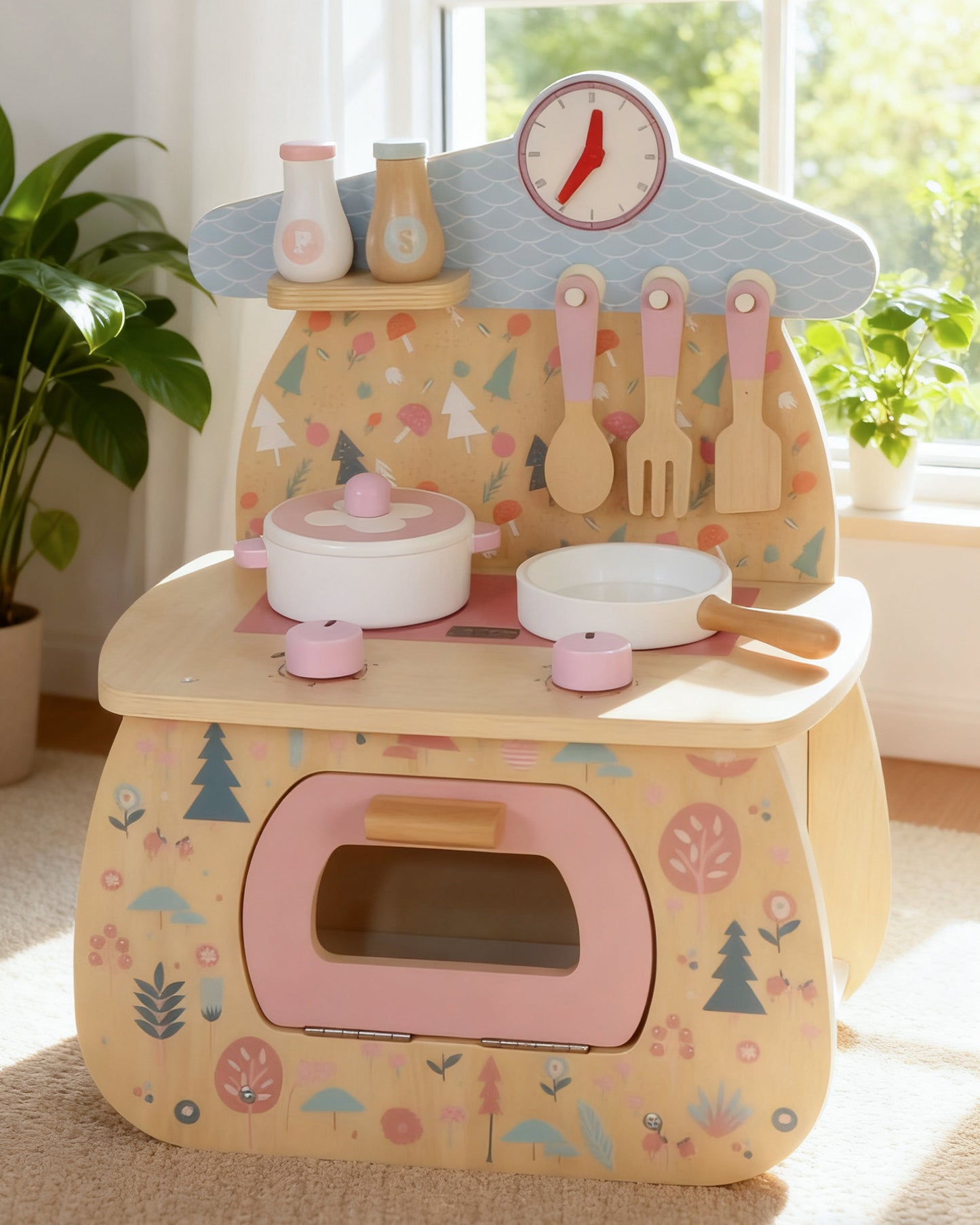 Jessruly® Toy Kitchen Sets – Realistic Toddler Cooking Set & Kitchen Playset for Kids, Wooden Play Kitchen with Accessories, Fun Baking Set for Imaginative Play