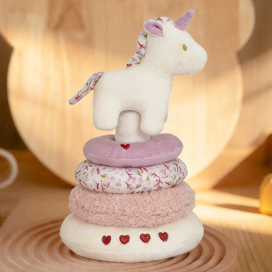 Jessruly® Plush Unicorn Stacking Toy – Soft Teething & Sensory Play Set, Colorful Stacking Toys for Early Development, Perfect Gift for Imaginative Play