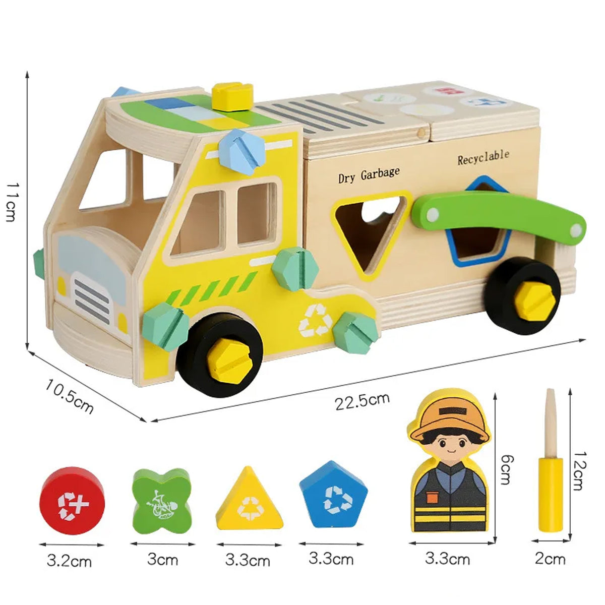 Jessruly® Firefighter Wooden Play Set – Little People Fire Truck Ride-On with Building Blocks & Painting Activity