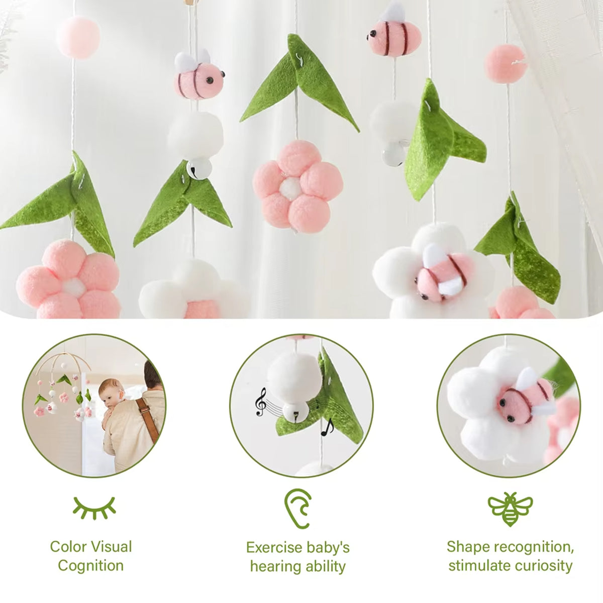 Jessruly® Boho Bee Flower Nursery Decor Soothe Toy
