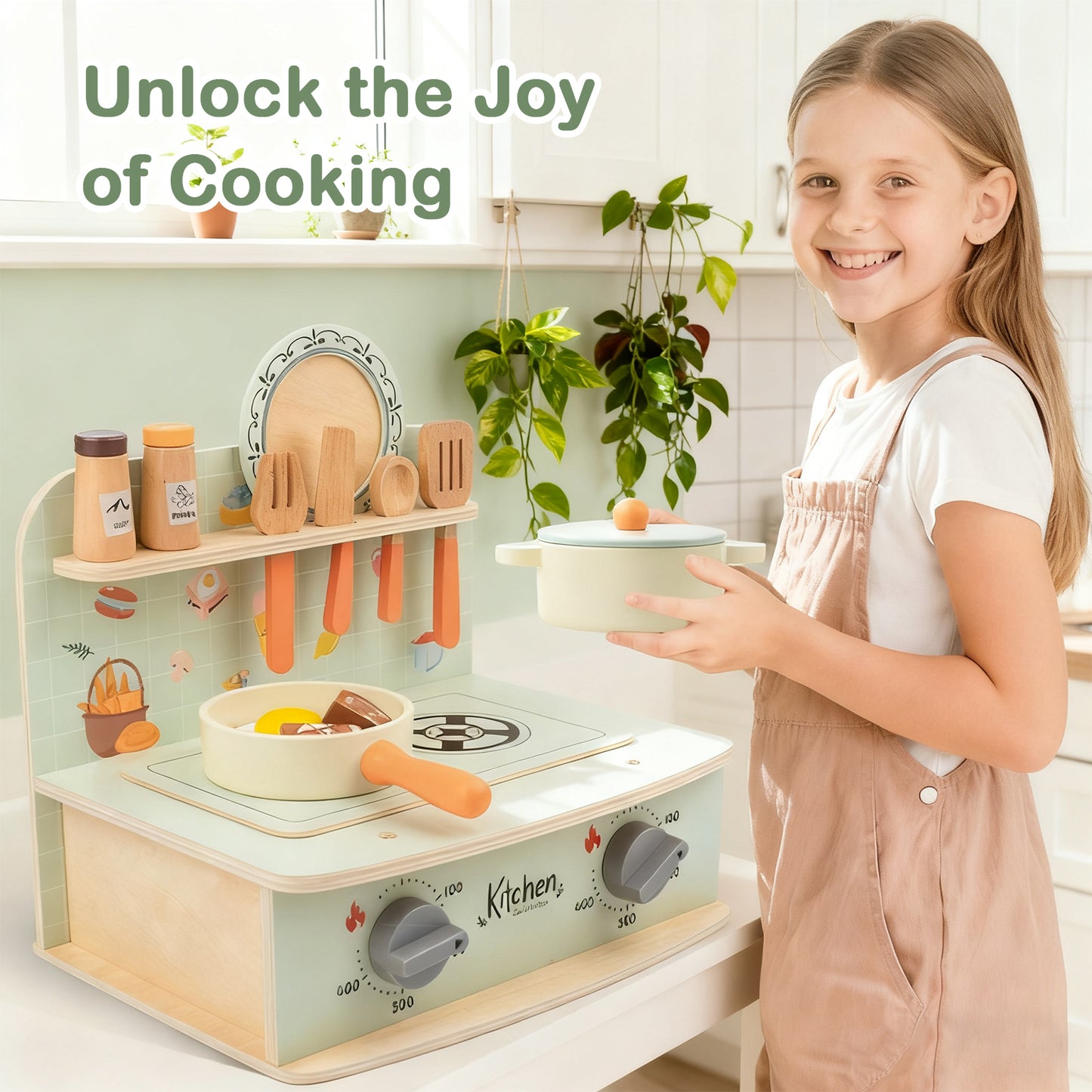 Jessruly® Wooden Play Food Set – 6pcs Realistic Kitchen Accessories, Fake Eggs with Yolk for Pretend Play