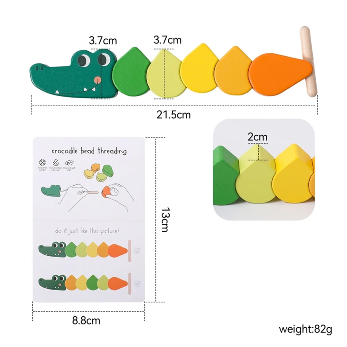 Jessruly® Hungry Caterpillar Wooden Toy – Lacing & Sensory Sorting Stacking Toy
