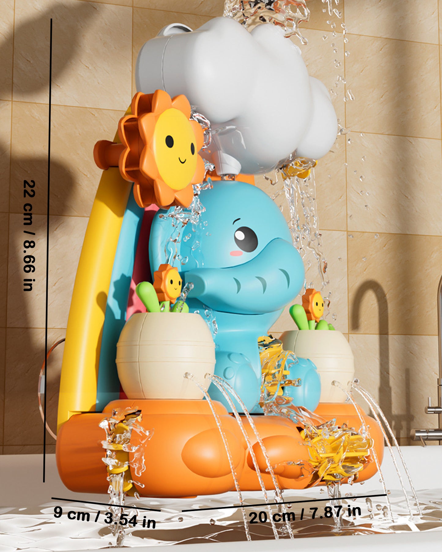 Jessruly® Jouets de bain éléphant – Ensemble de jeu d'eau amusant pour l'heure du bain, jouets de baignoire en plastique ABS sans moisissure avec des bords lisses et sûrs