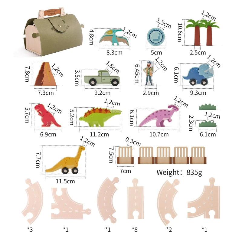 Jessruly® Wooden Dinosaur & Animal Barn Play Set