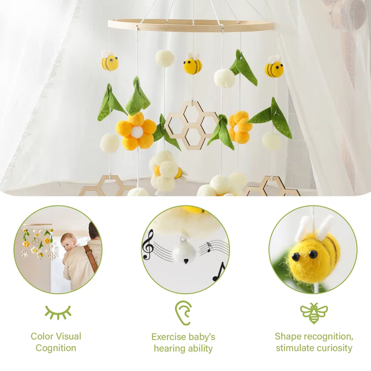 Jessruly® Boho Bee Flower Nursery Decor Soothe Toy