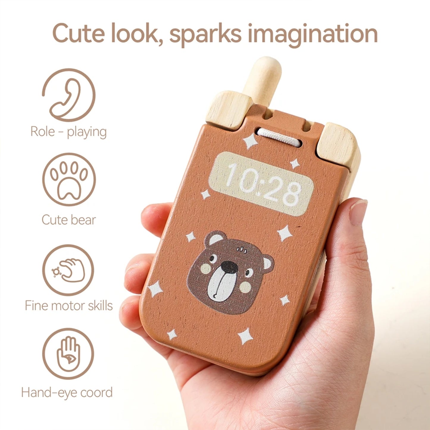 Téléphone à clapet Jessruly® – Téléphone de jeu interactif avec miroir, touches d'apprentissage Montessori et design sensoriel pour le jeu imaginatif