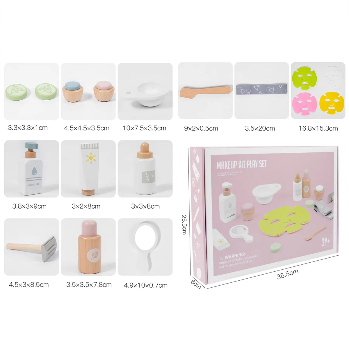 Jessruly® Wooden Pretend Play Children Facial Mask Makeup Set
