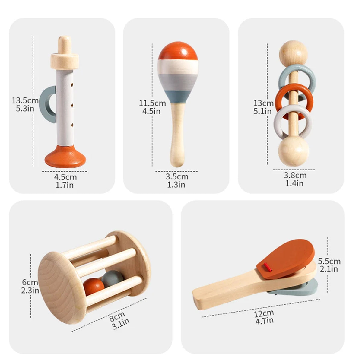 Jessruly® Wooden Musical Rattle Set