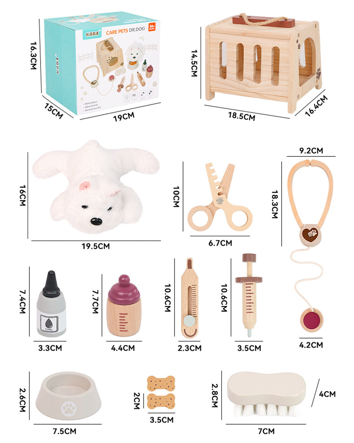 Jessruly® Pretend Play Vet Kit – Wooden & Plush Veterinary Set with Stethoscope