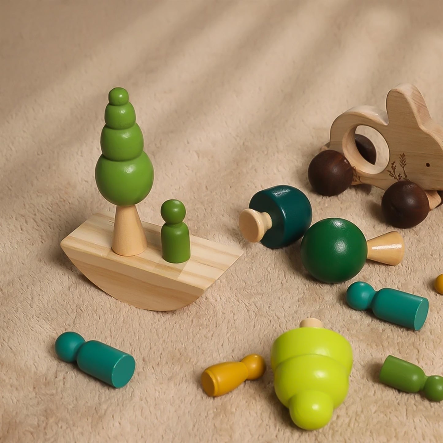 Jessruly® Jouet d'équilibre en bois Waldorf – Jeu d'empilage et de tri d'arbres, jouet d'apprentissage Montessori, arbres empilables sensoriels pour le jeu créatif