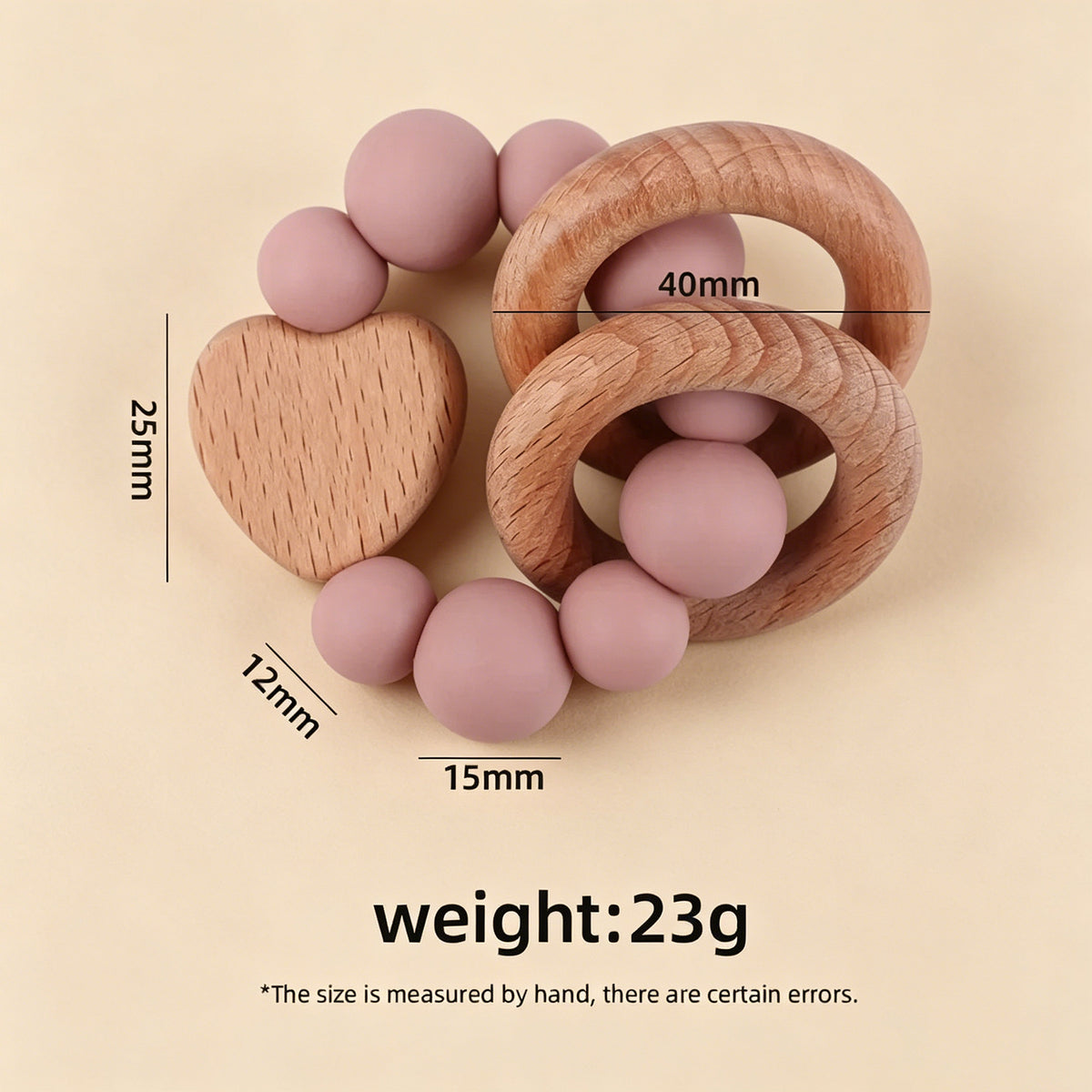 Jessruly® Beech Wood & Food-Grade Silicone Teether Set