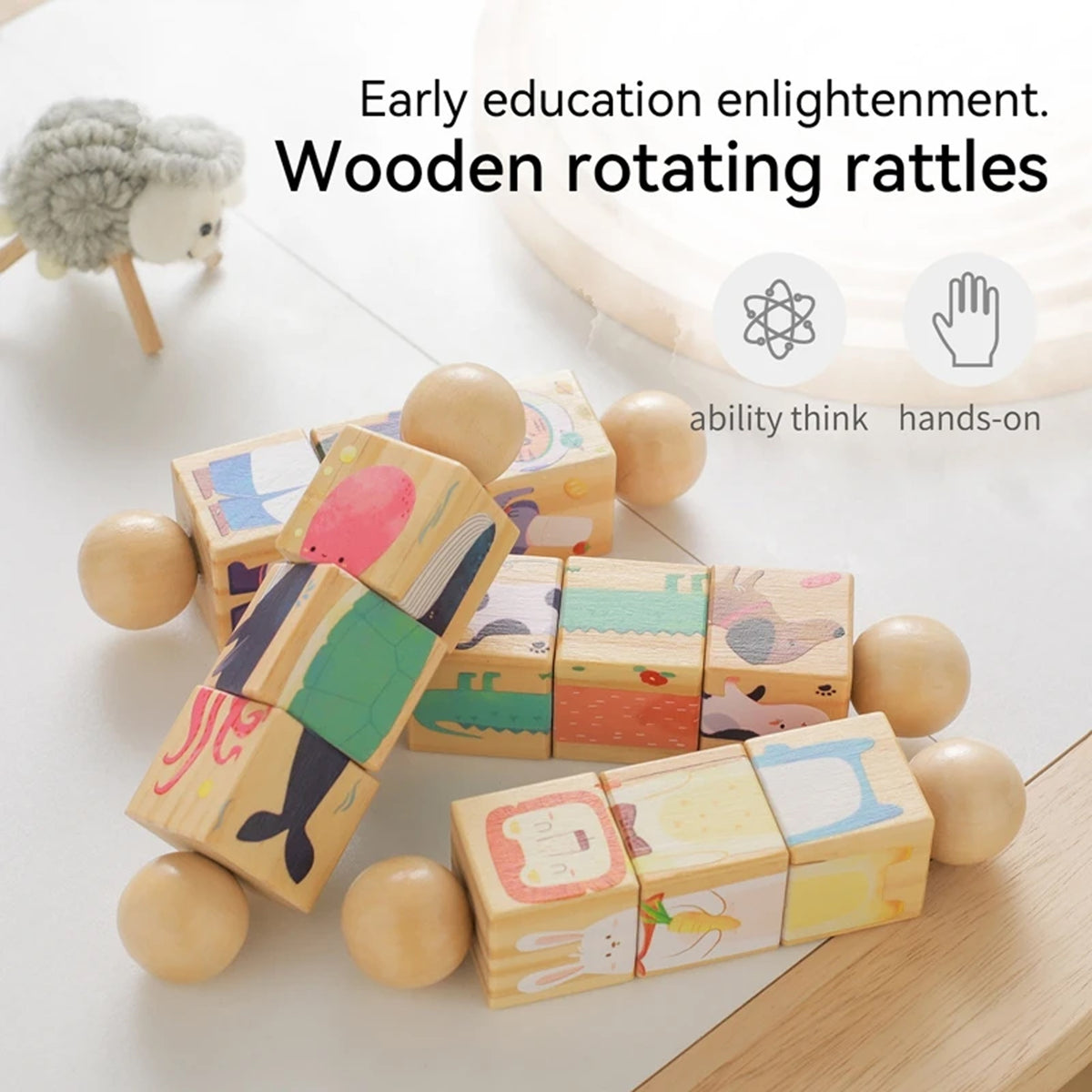 Jessruly® Wooden Animal Spinning Puzzle Set