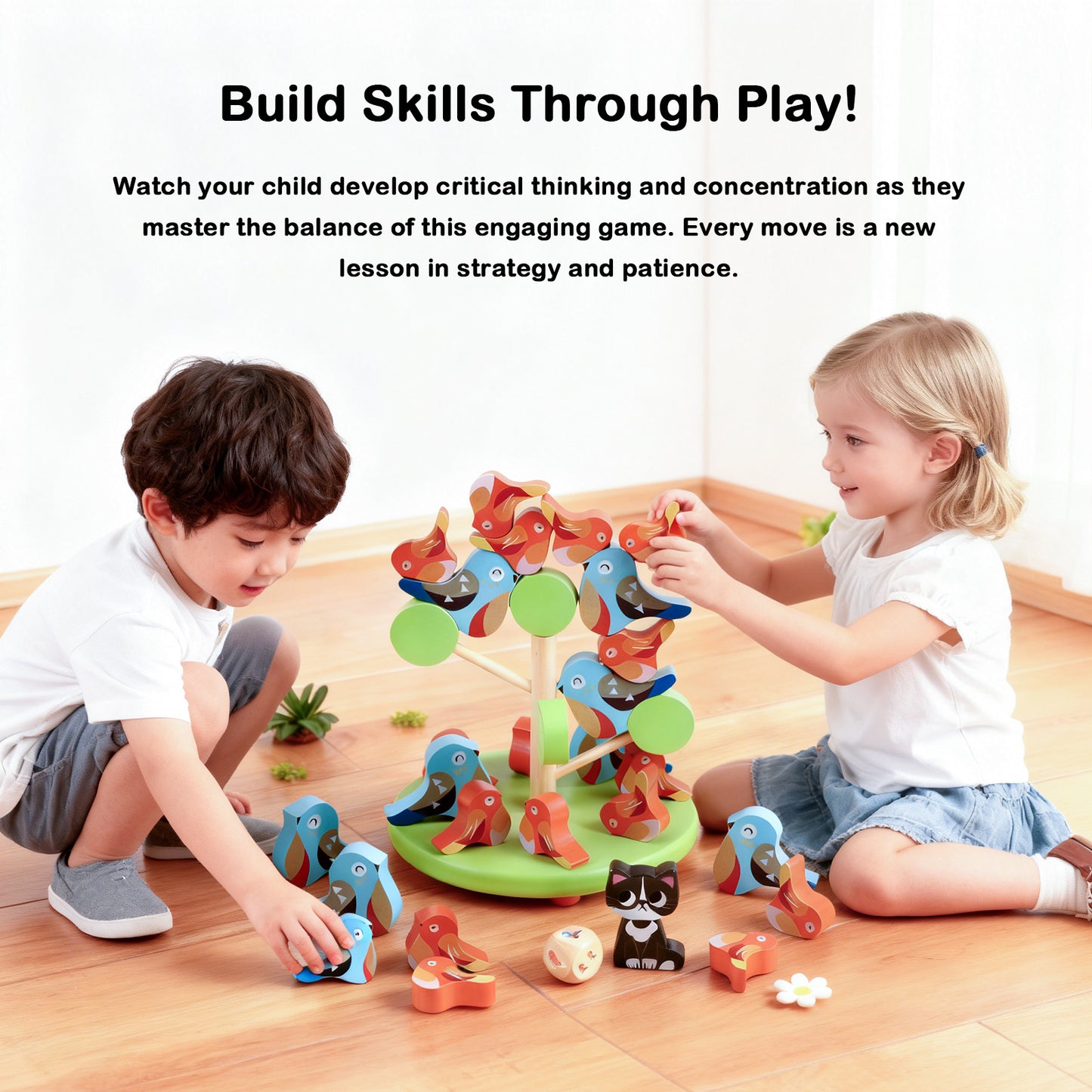 Jessruly® Waldorf Wooden Balance Toy – Tree Stacking & Sorting Game, Montessori Learning Toy, Sensory Stacking Trees for Creative Play