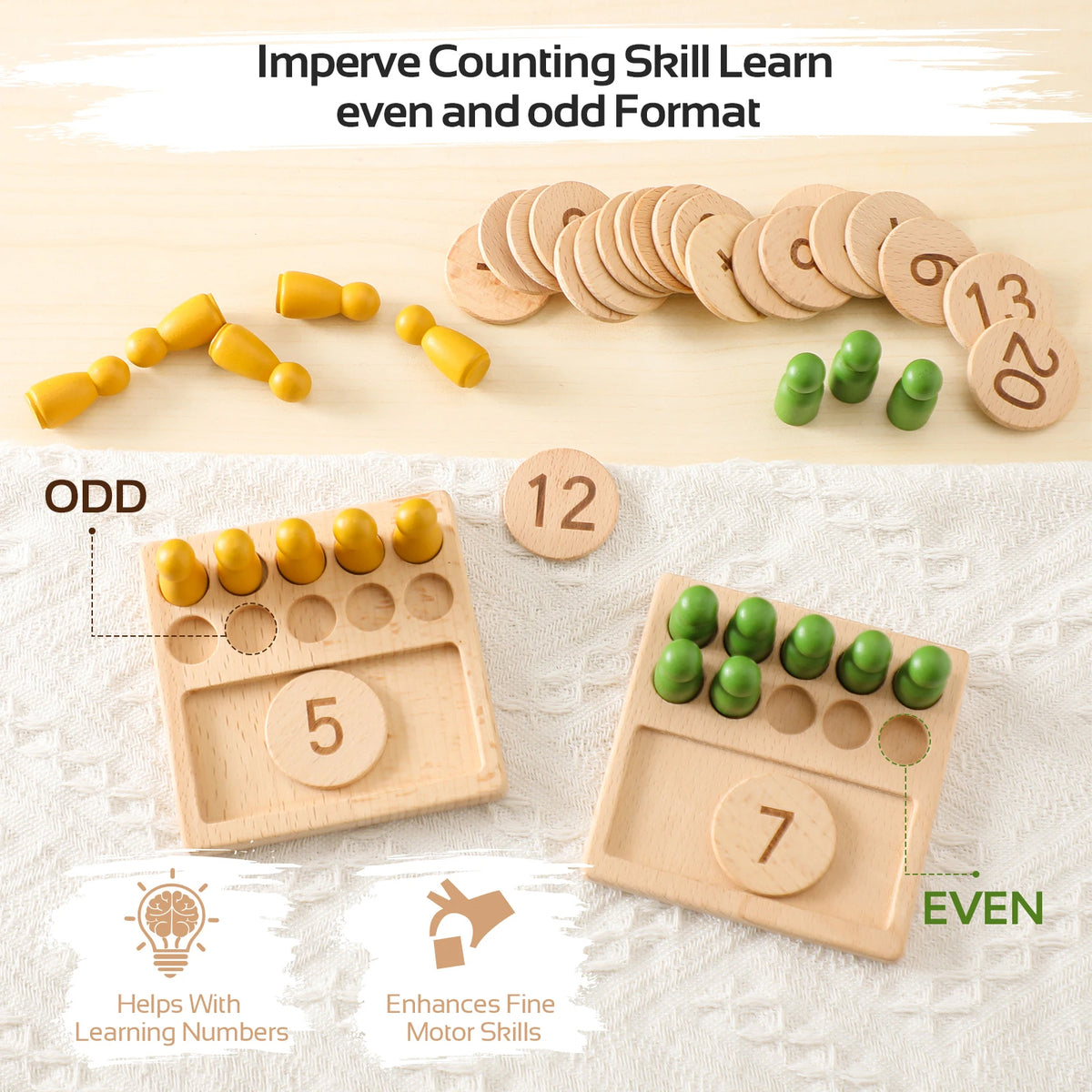 Jessruly® Montessori Math Peg Board Set – Wooden Counting Ruler & Educational Coin Matching Kit