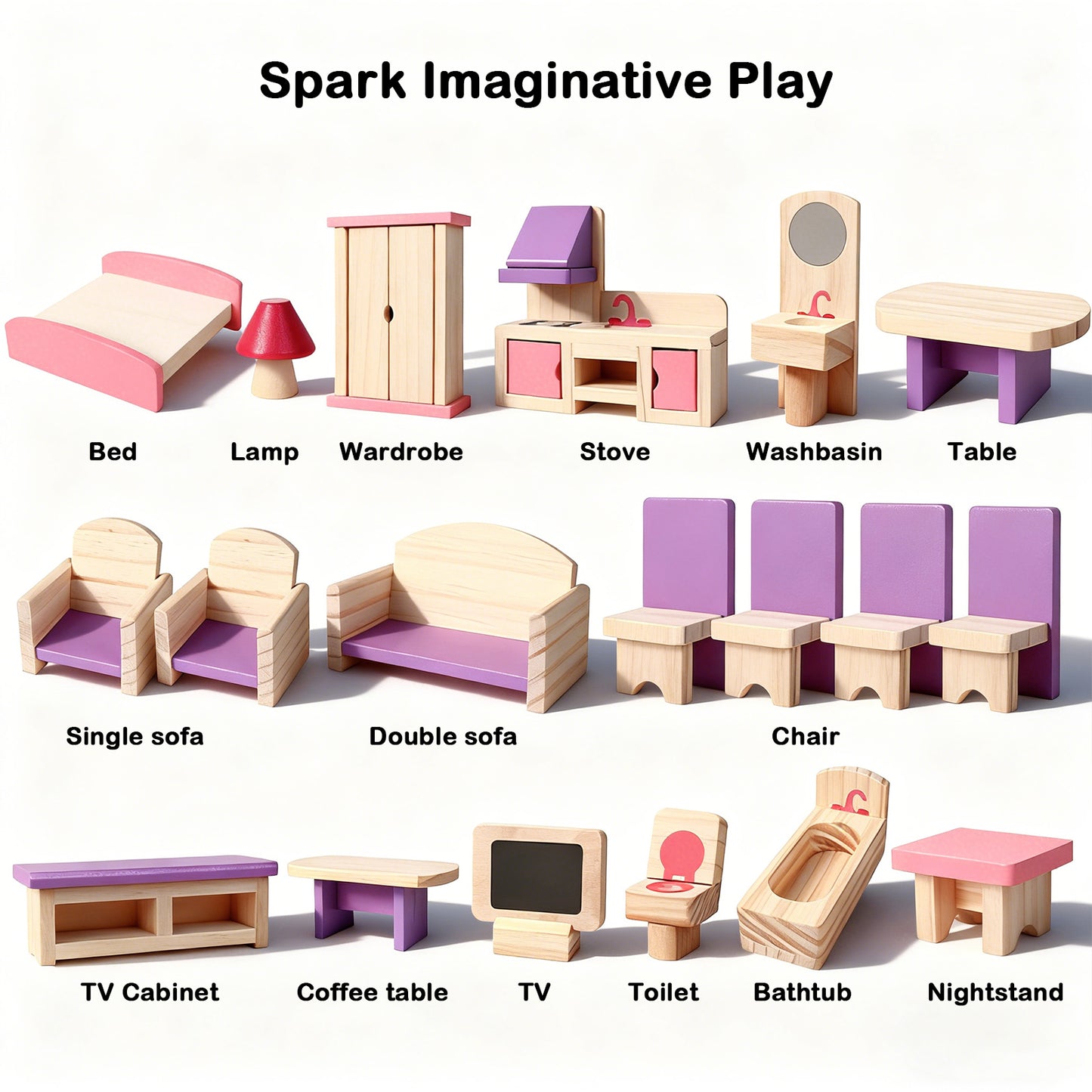 Jessruly® Dream House – Spacious 3-Story Wooden Dollhouse with Realistic Rooms & Furniture, Non-Toxic Water-Based Paint, Durable Beech Wood Construction