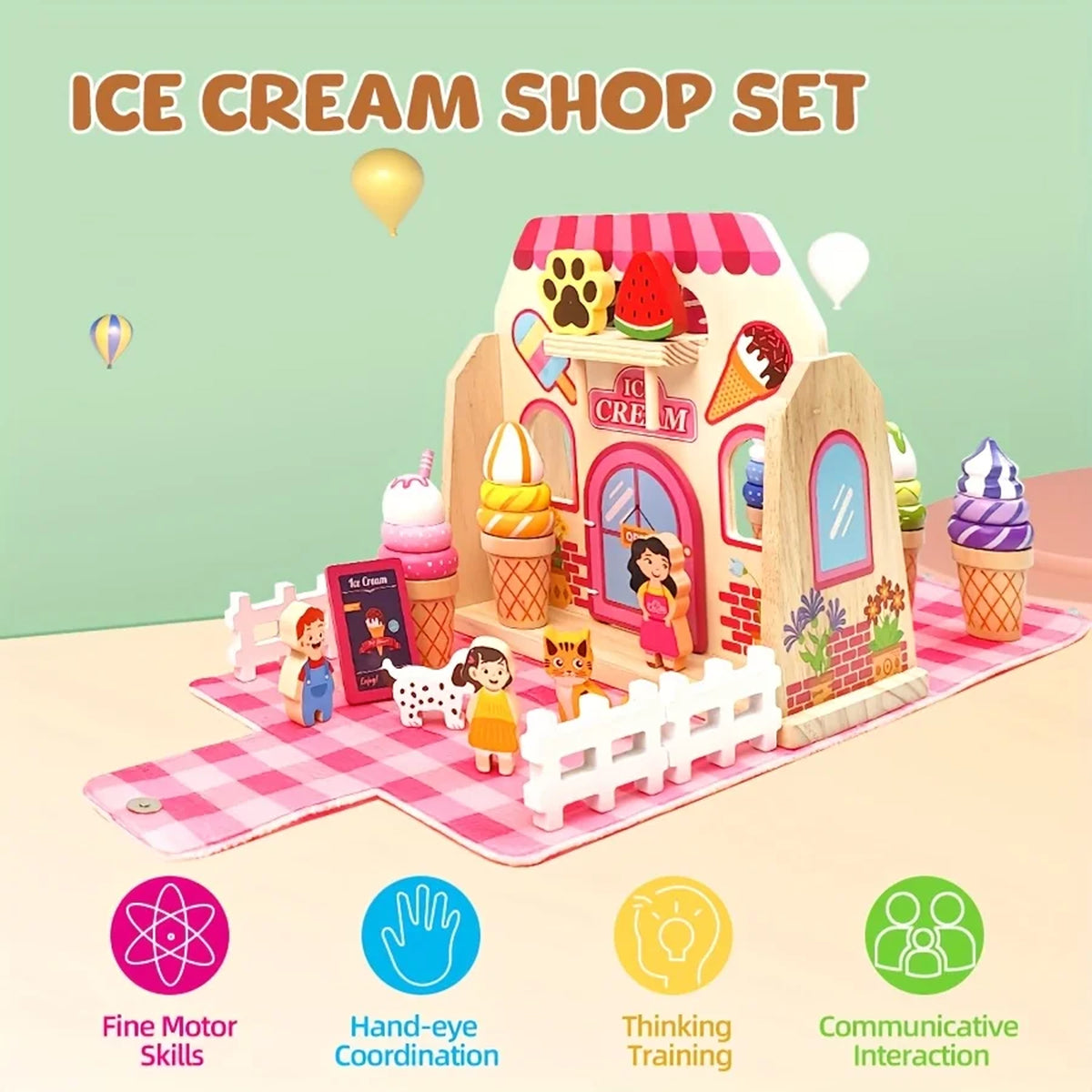 Jessruly® Wooden Shop Pretend Play Set