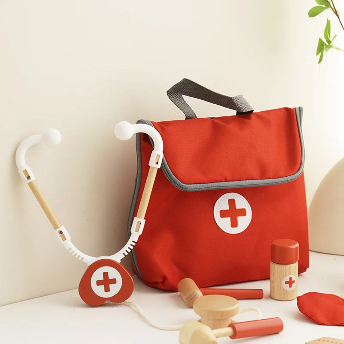 Jessruly® Wooden Pretend Play Red Doctor’s Kit