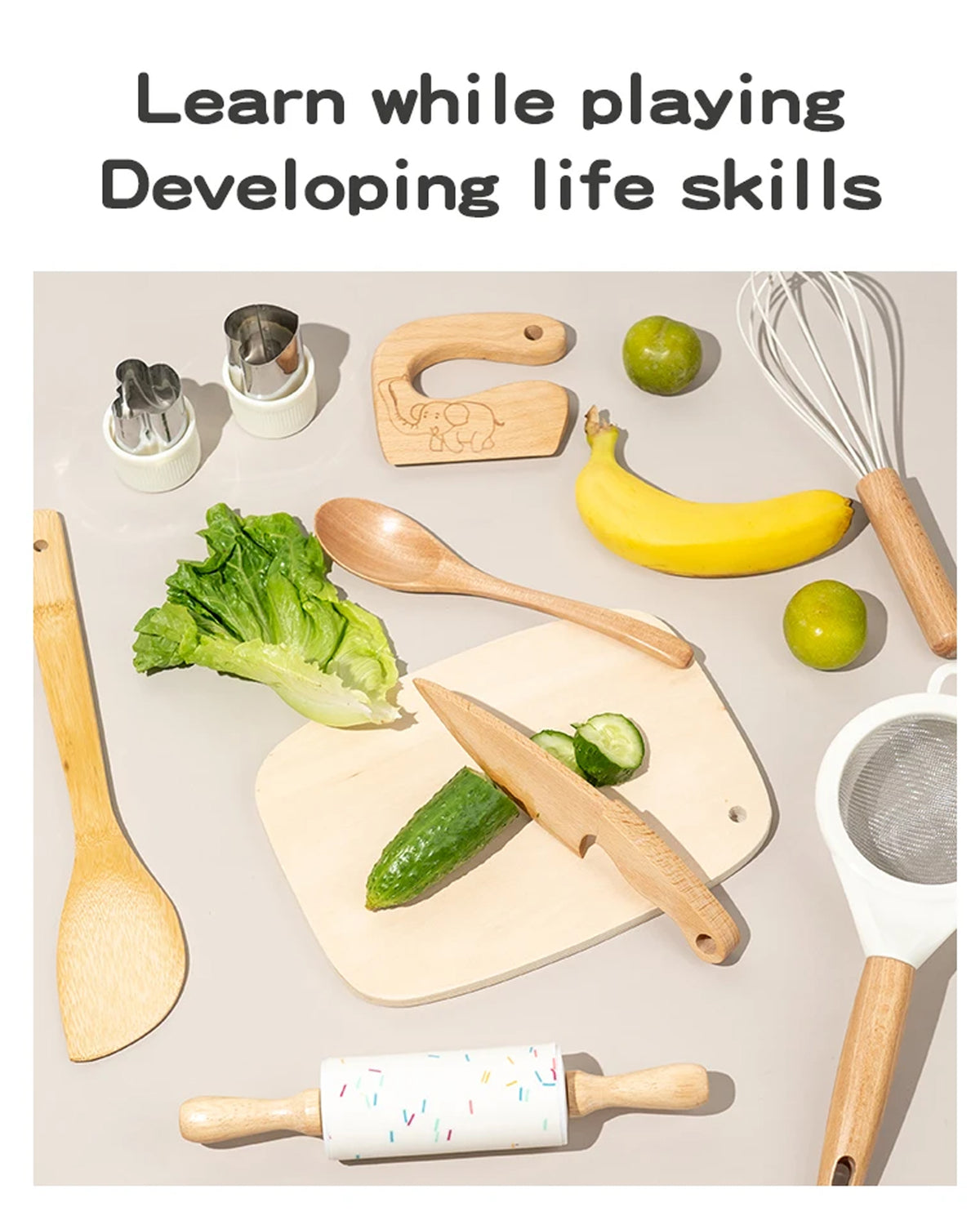 Jessruly® Wooden Kids Safe Knife & Baking Set
