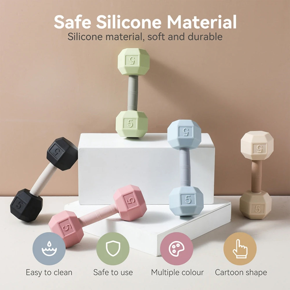 Jessruly® Silicone Chewing Dumbbell Teether & Rattle
