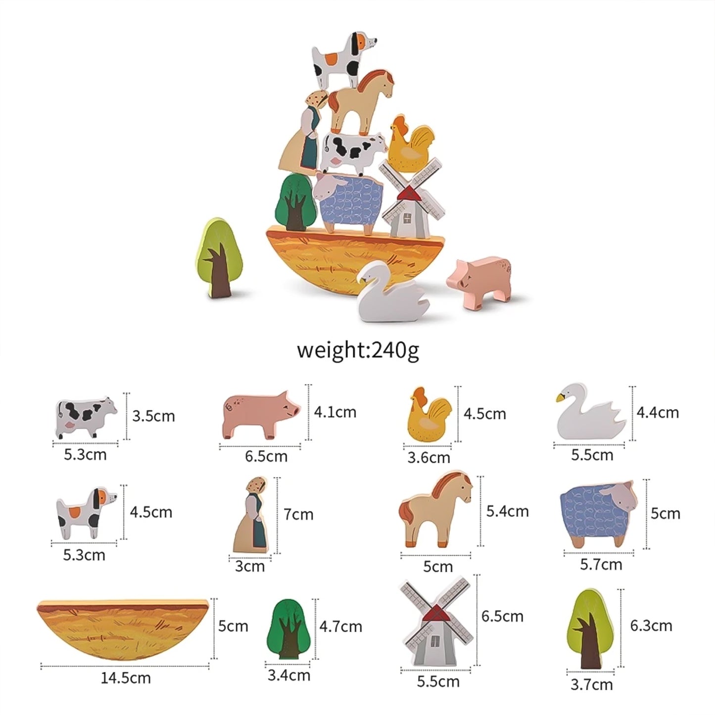 Jessruly® Wooden Farm Animals Balance Toy