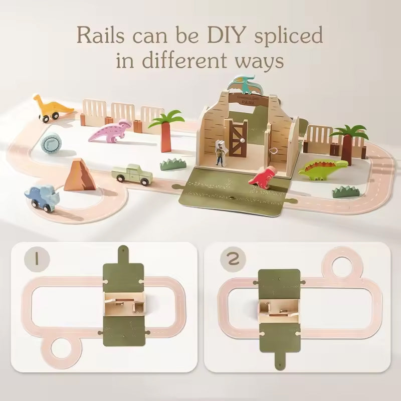 Jessruly® Wooden Dinosaur & Animal Barn Play Set