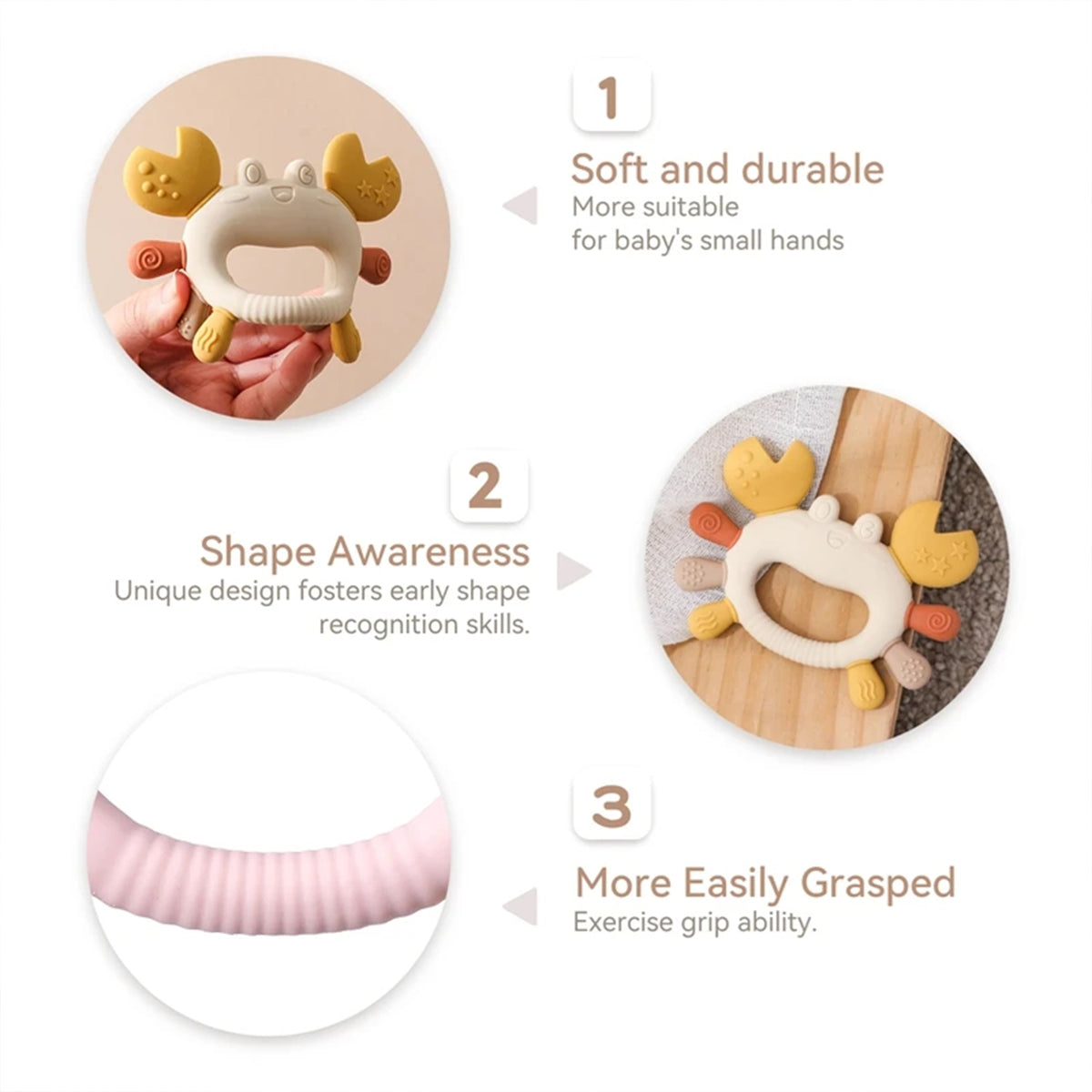 Jessruly® Pacifier Clip & Silicone Teething Ring Set