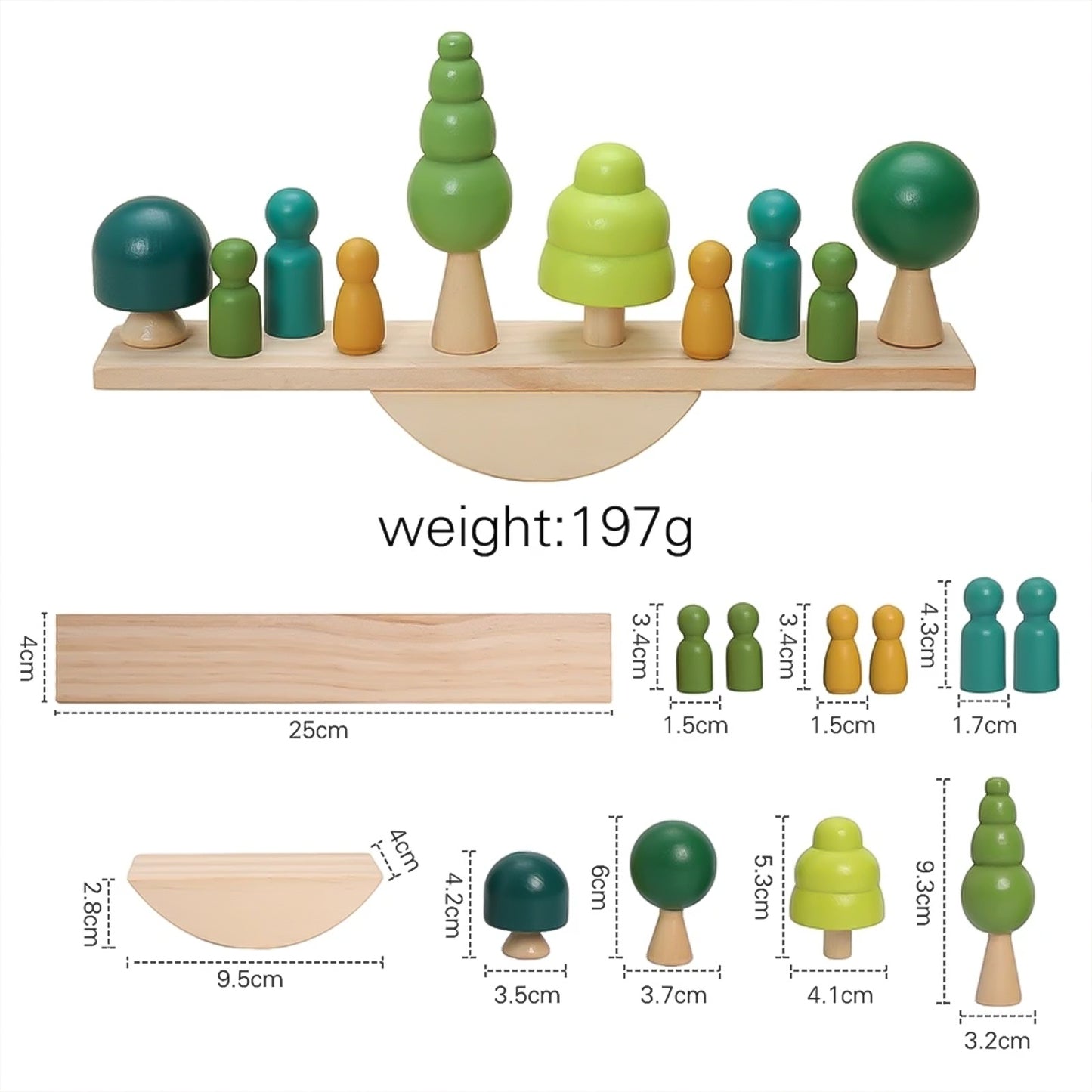 Jessruly® Jouet d'équilibre en bois Waldorf – Jeu d'empilage et de tri d'arbres, jouet d'apprentissage Montessori, arbres empilables sensoriels pour le jeu créatif