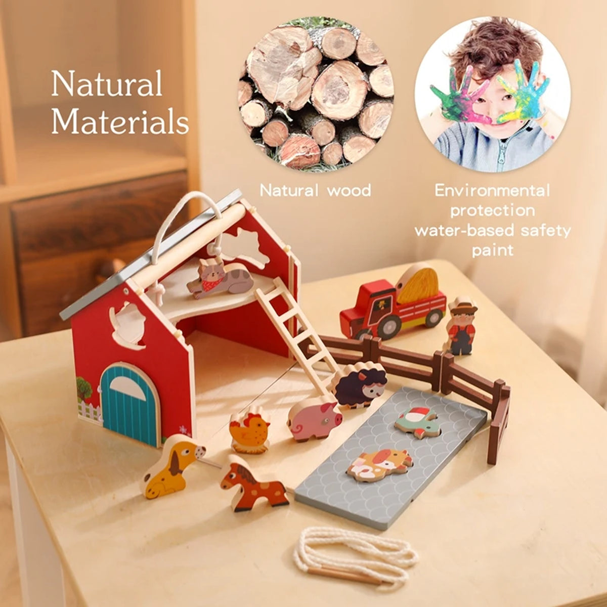 Jessruly® Montessori Wooden Farm Puzzle
